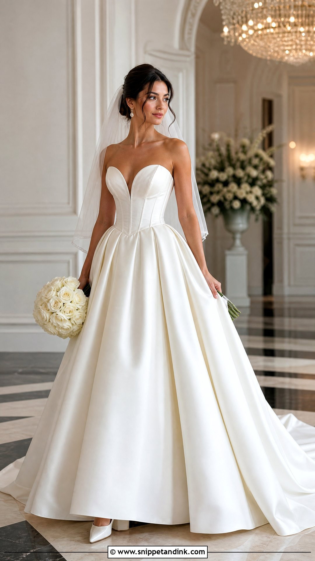 Satin Ball Gown V Corset Wedding Dress - Snippet and Ink - 20 V Corset Wedding Dress Ideas