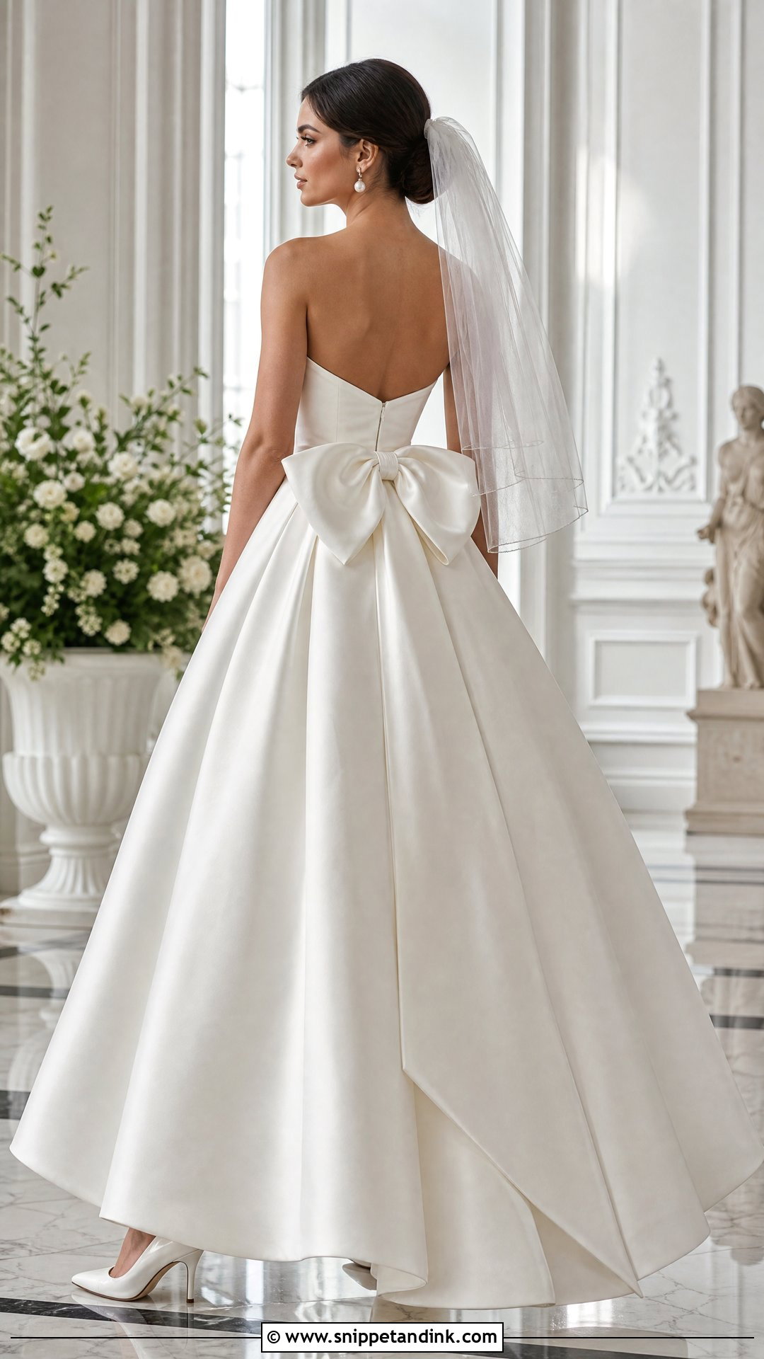 Satin Ball Gown Wedding Dress With Back Bow - Snippet and Ink - 20 Wedding Dress with Bows Ideas