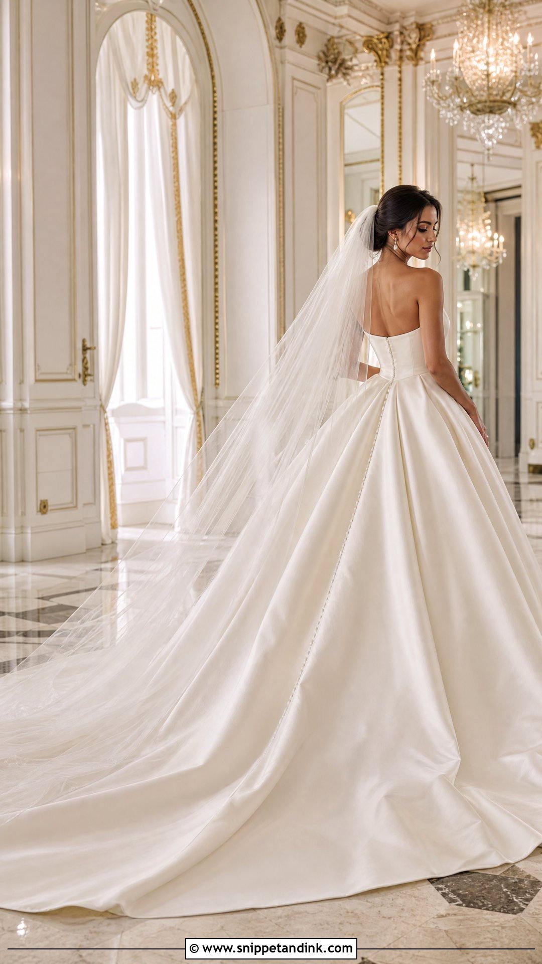 Satin Ball Gown Wedding Dress With Cathedral Train - Snippet and Ink - 25 Wedding Dress with Train Ideas