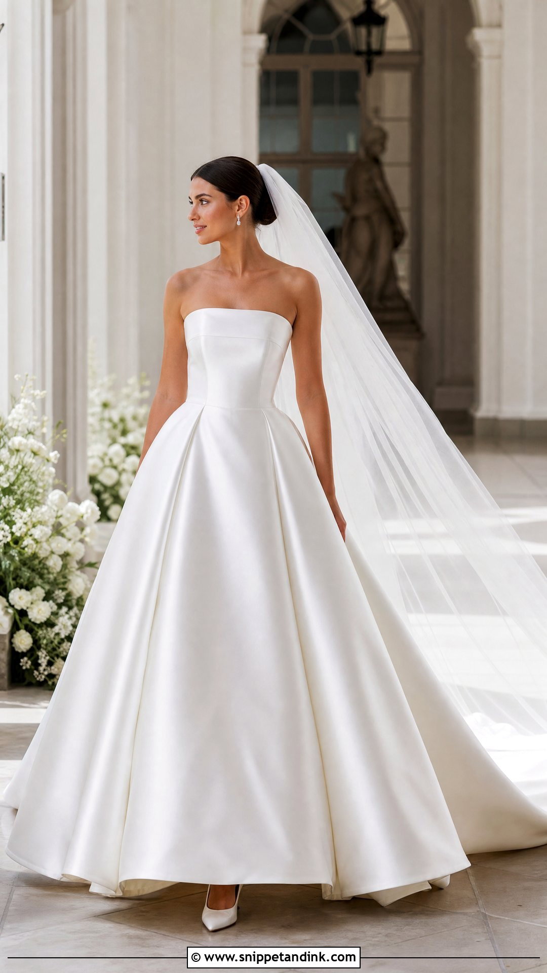 Satin Ball Gown Wedding Dress With Cathedral Veil - Snippet and Ink - 25 Satin Ball Gown Wedding Dress Ideas