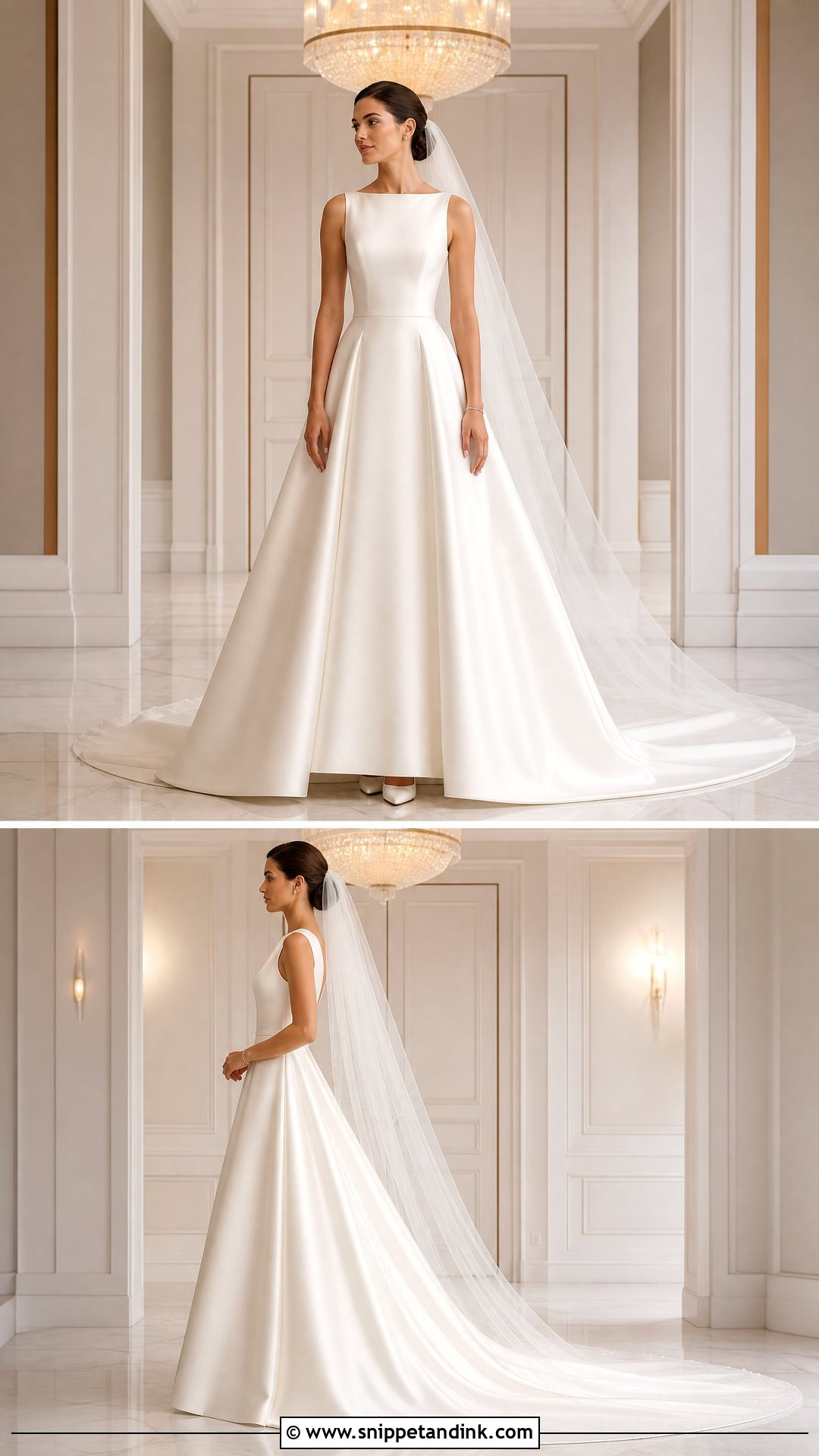 Satin Ball Gown Wedding Dress With Chapel Train - Snippet and Ink - 20 Wedding Dress Train Lengths Ideas