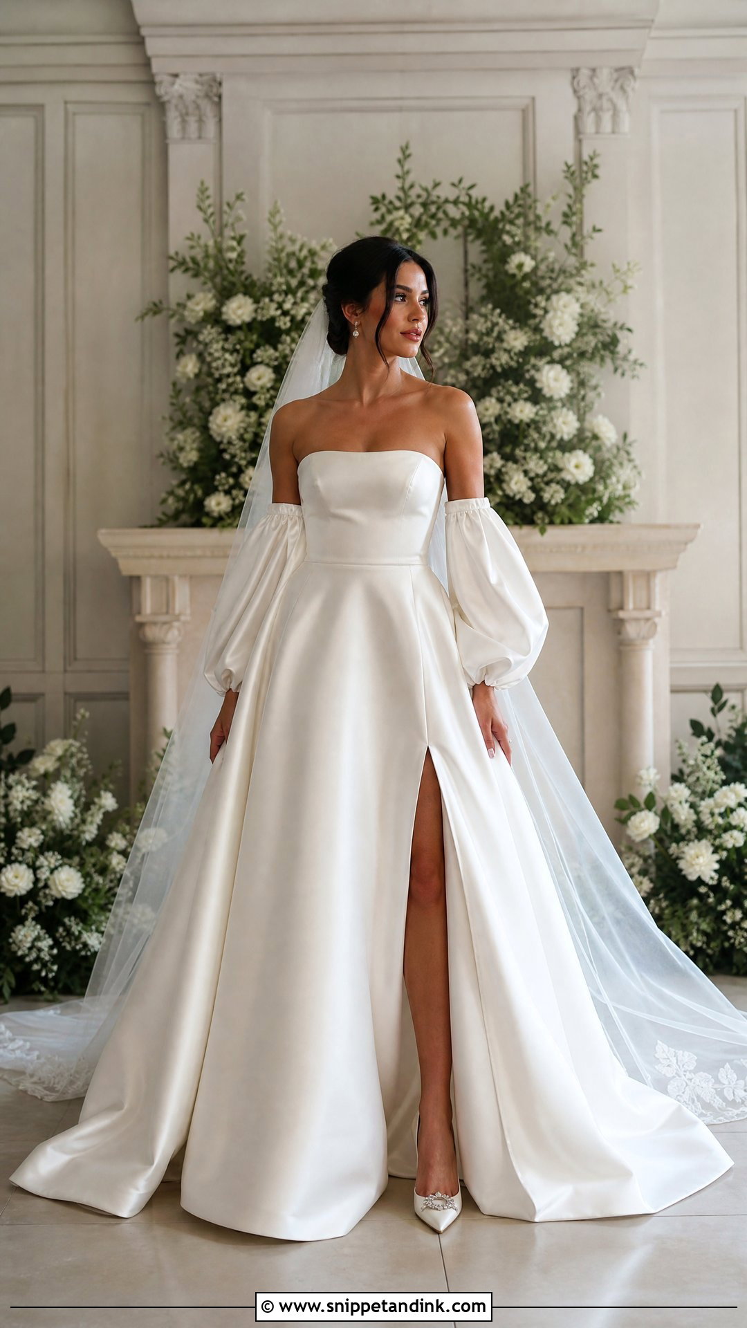 Satin Ball Gown Wedding Dress With Detachable Sleeves - Snippet and Ink - 25 Satin Ball Gown Wedding Dress Ideas