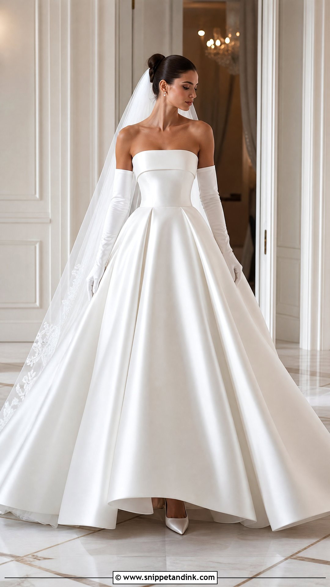 Satin Ball Gown Wedding Dress With Long Gloves - Snippet and Ink - 25 Satin Ball Gown Wedding Dress Ideas