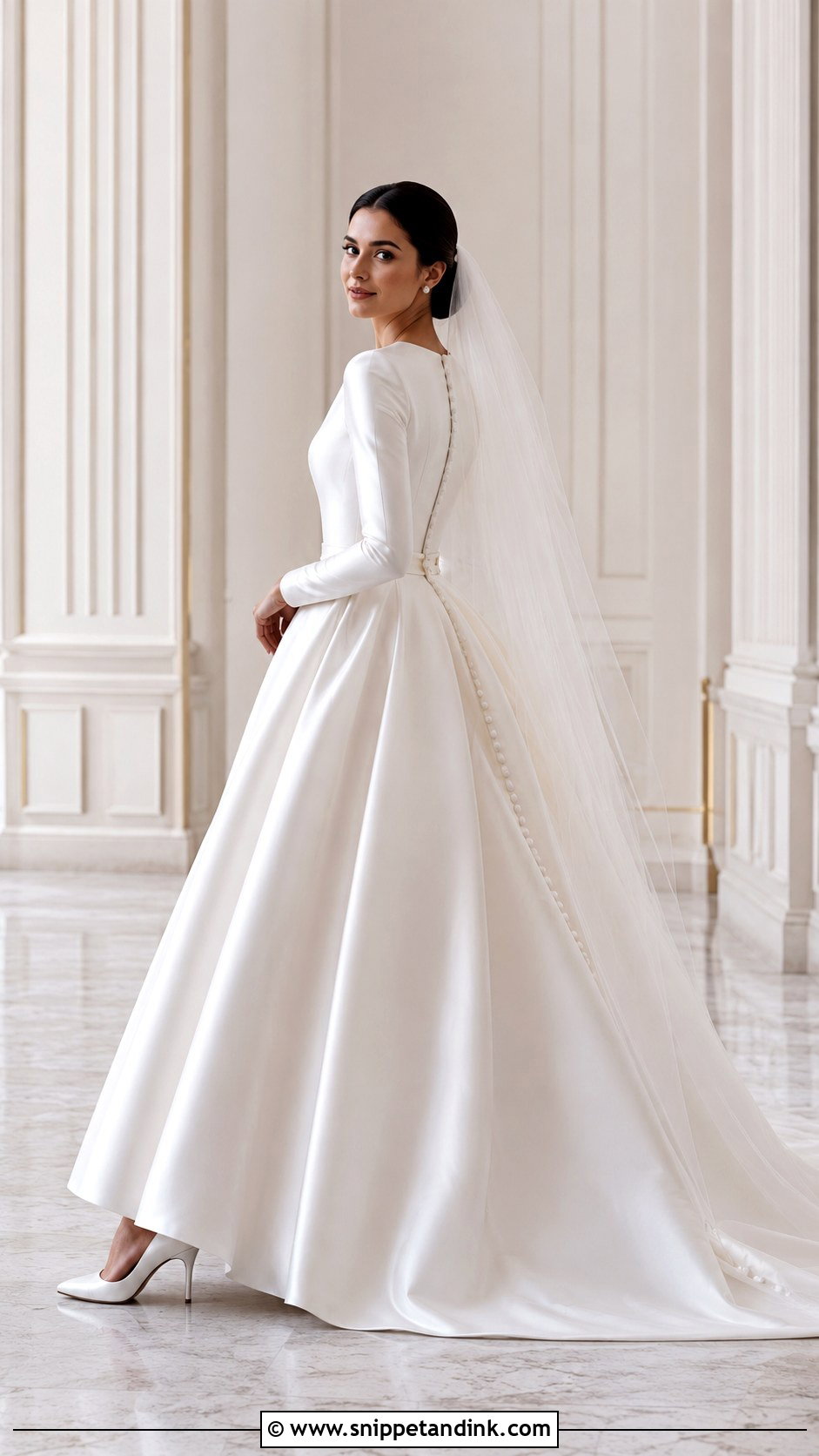 Satin Ball Gown Wedding Dress With Long Sleeves - Snippet and Ink - 25 Ball Gown Wedding Dress with Sleeves