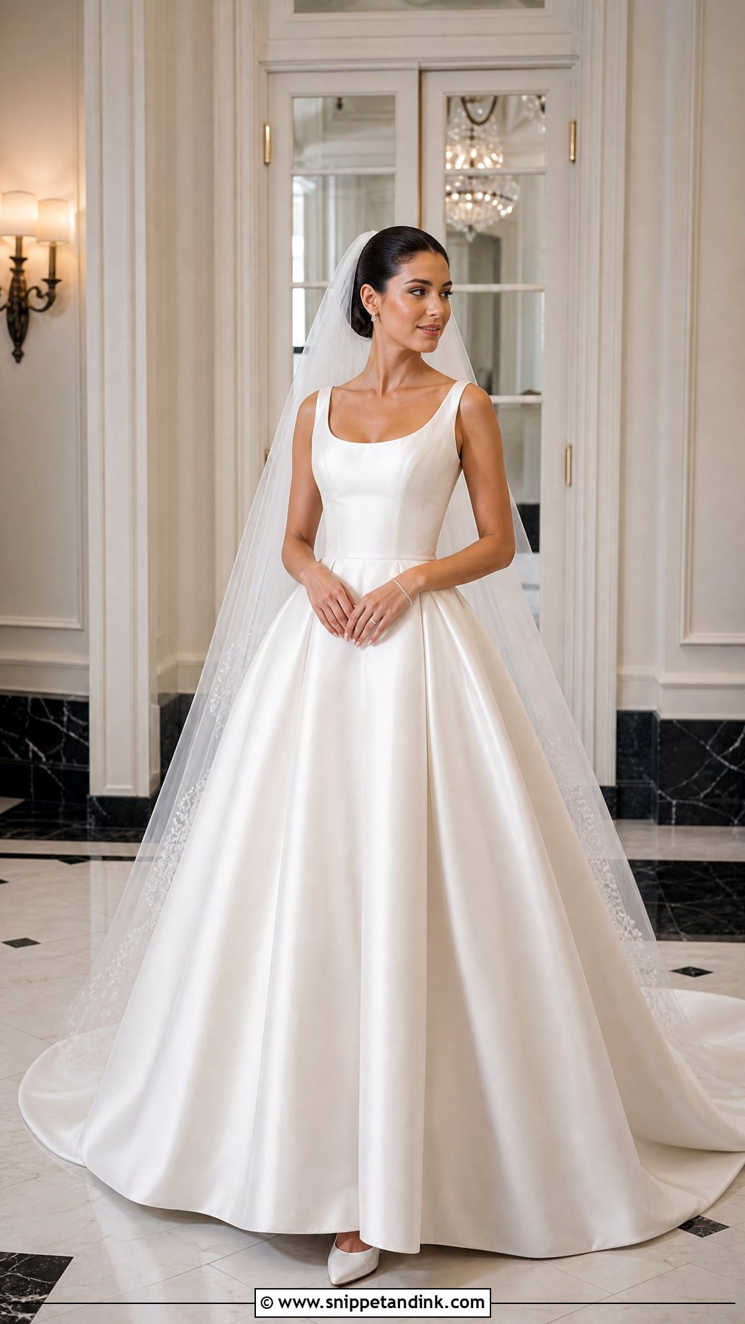 Satin Ball Gown Wedding Dress With Long Veil - Snippet and Ink - 20 Online Wedding Dress Ideas