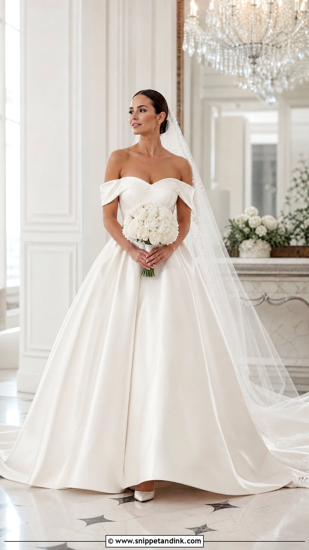 Satin Ball Gown Wedding Dress With Removable Sleeves - Snippet and Ink - 20 Wedding Dress with Removable Sleeves