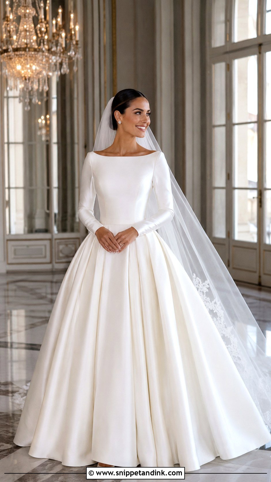Satin Ball Gown Wedding Dress With Sleeves - Snippet and Ink - 20 Classic Wedding Dress with Sleeves
