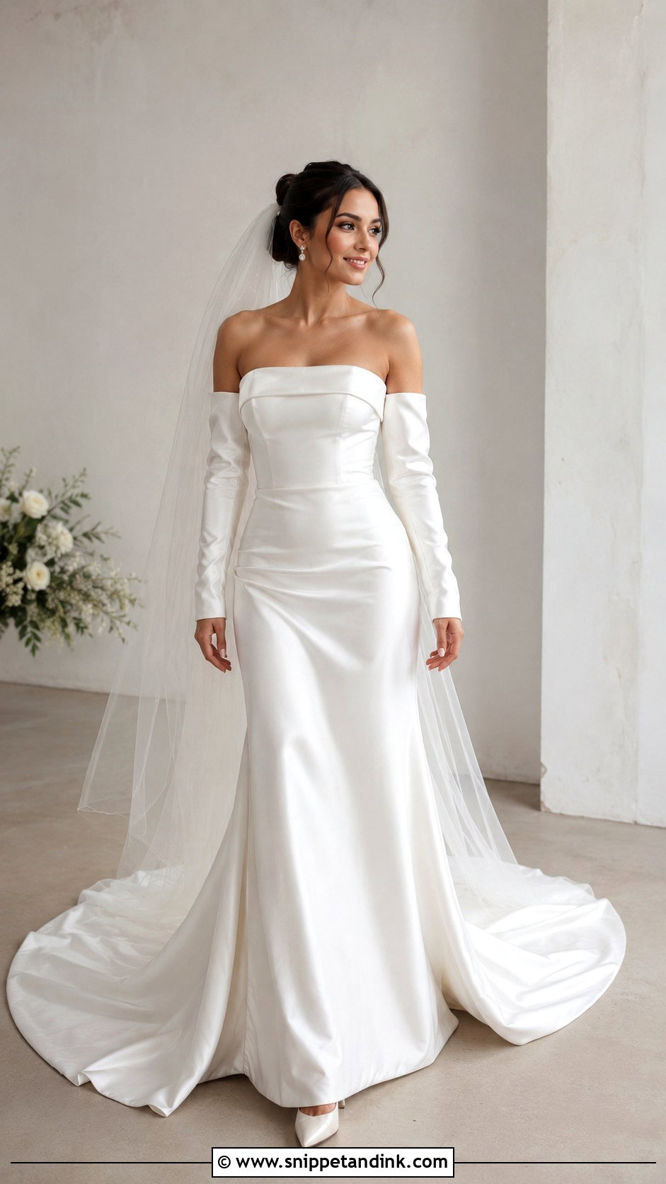Satin Ball Gown Wedding Dress With Sleeves - Snippet and Ink - 25 Satin Wedding Dress with Sleeves