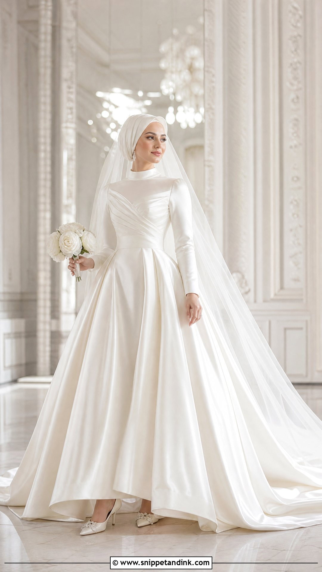 Satin Ball Gown Wedding Hijab - Snippet and Ink - 25 Wedding Gown Hijab Ideas