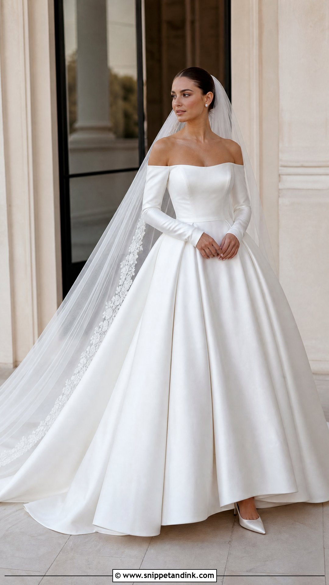 Satin Ball Gown Winter Bride Dress - Snippet and Ink - 20 Winter Bride Dress Ideas