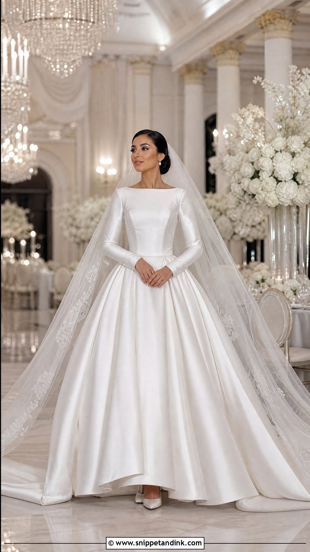 Satin Ball Gown Winter Wedding Dress With Sleeves - Snippet and Ink - 20 Winter Wedding Dress with Sleeves