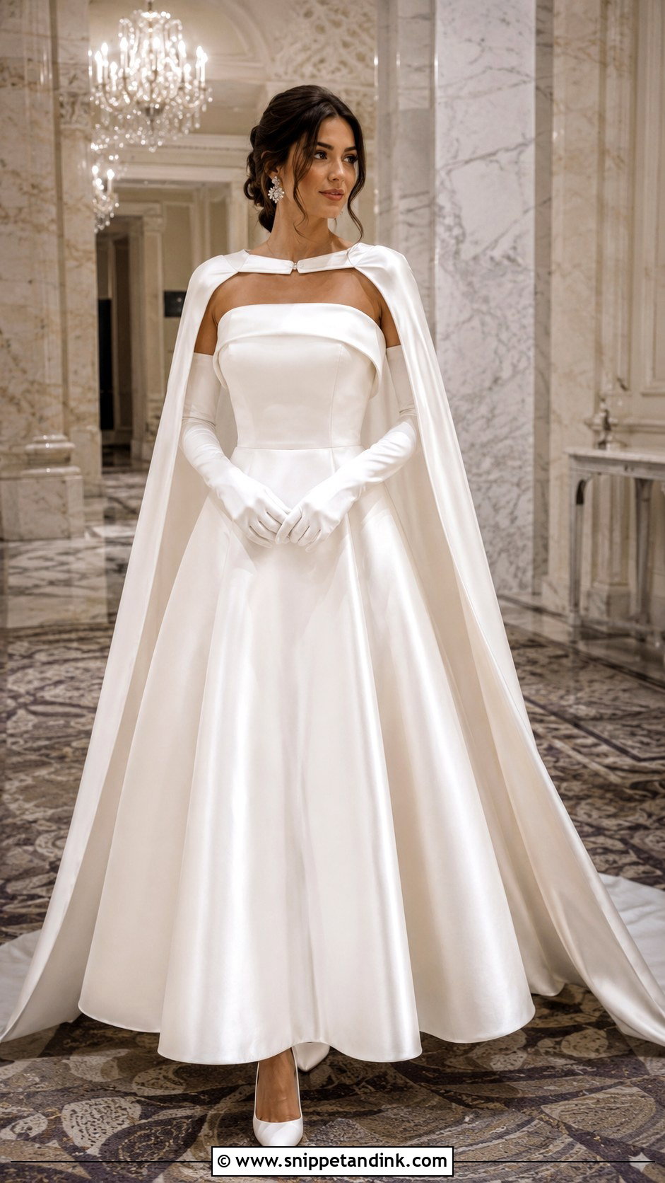 Satin Ball Gown With Bridal Cape - Snippet and Ink - 20 January Wedding Dress Ideas