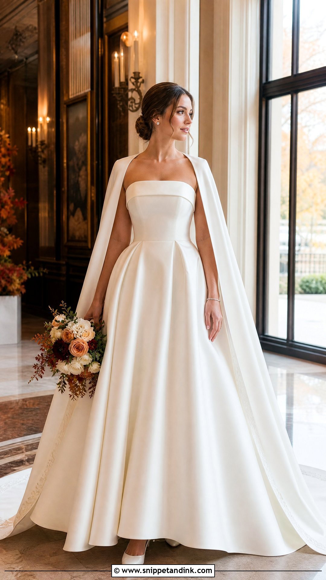 Satin Ball Gown With Bridal Cape - Snippet and Ink - 20 October Bride Ideas