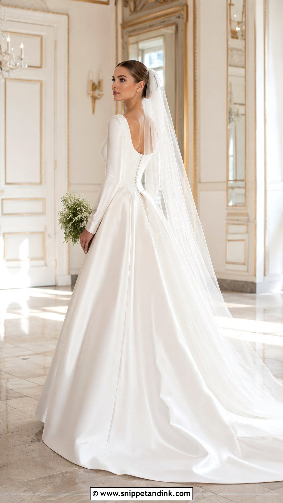 Satin Ball Gown With Long Sleeves - Snippet and Ink - 20 Long Sleeve Bridal Gown Ideas
