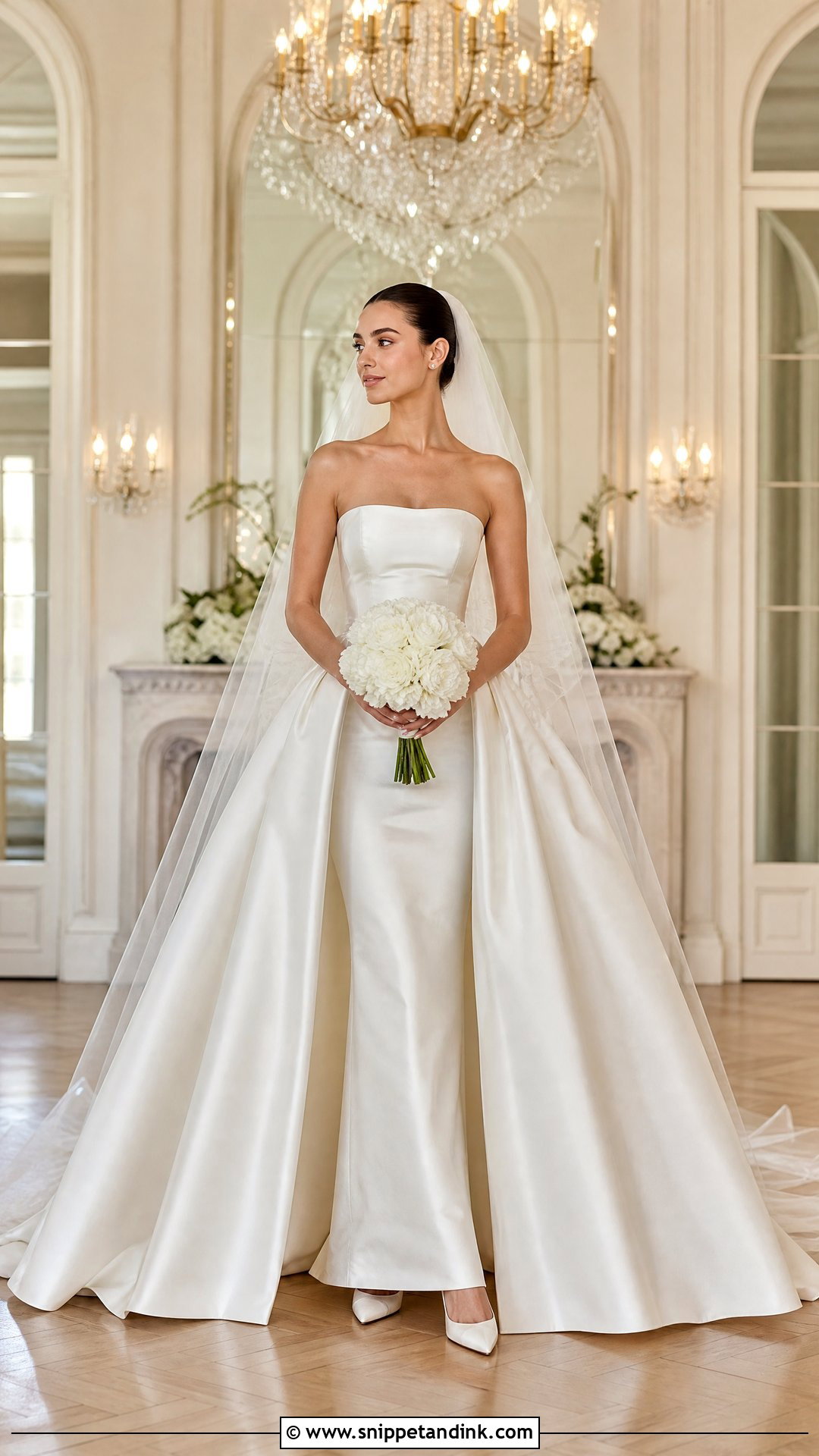 Satin Ball Gown With Removable Full Skirt - Snippet and Ink - 20 Transforming Wedding Dress Ideas