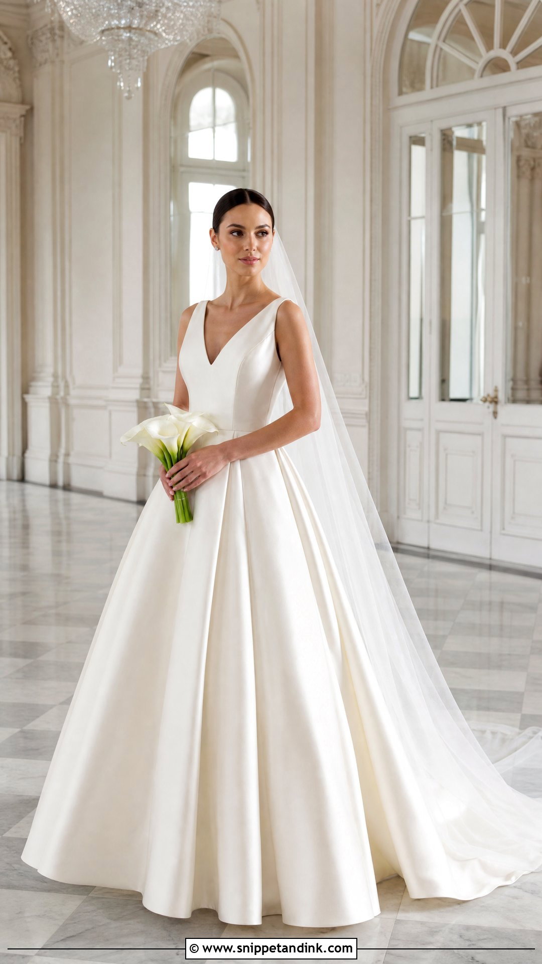 Satin Ball Gown With V Neck - Snippet and Ink - 20 V Neck Wedding Gown Ideas