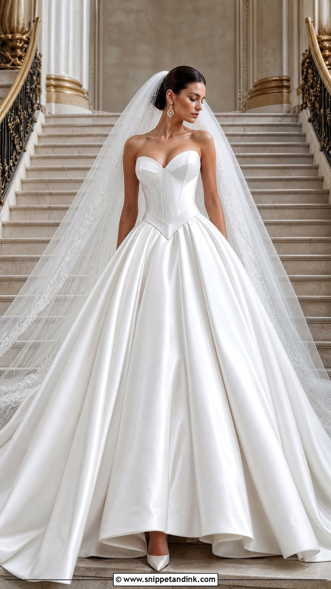 Satin Basque Waist Ball Gown Wedding Dress - Snippet and Ink - 20 Satin Basque Waist Wedding Dress Ideas