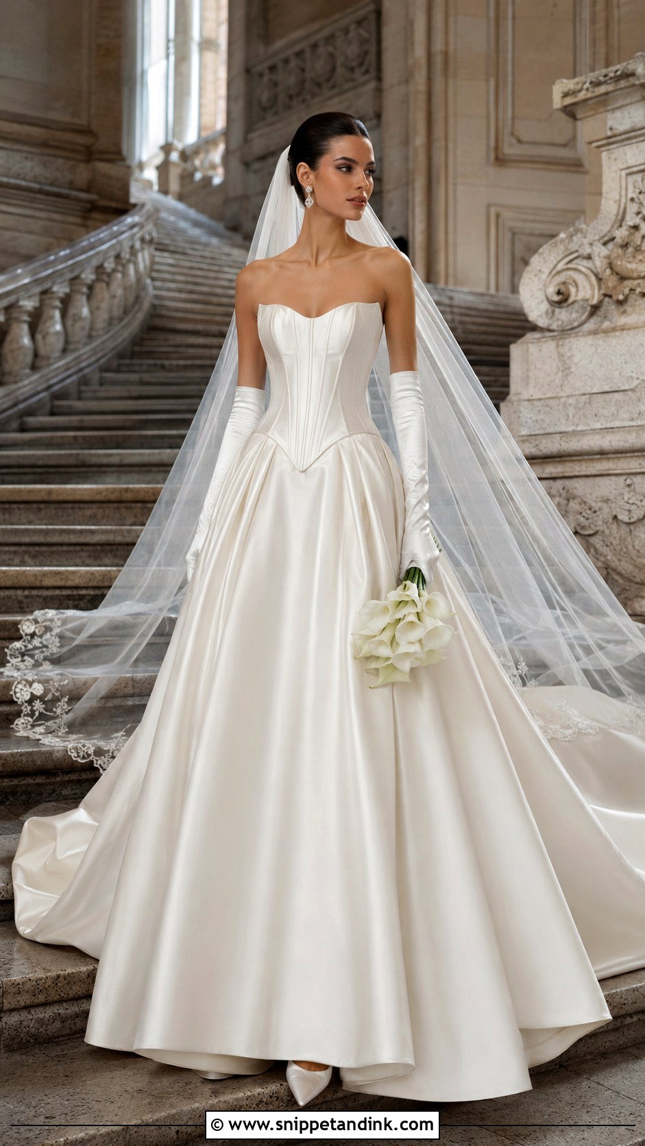 Satin Basque Waist Castle Wedding Dress - Snippet and Ink - 20 Castle Wedding Dress Ideas