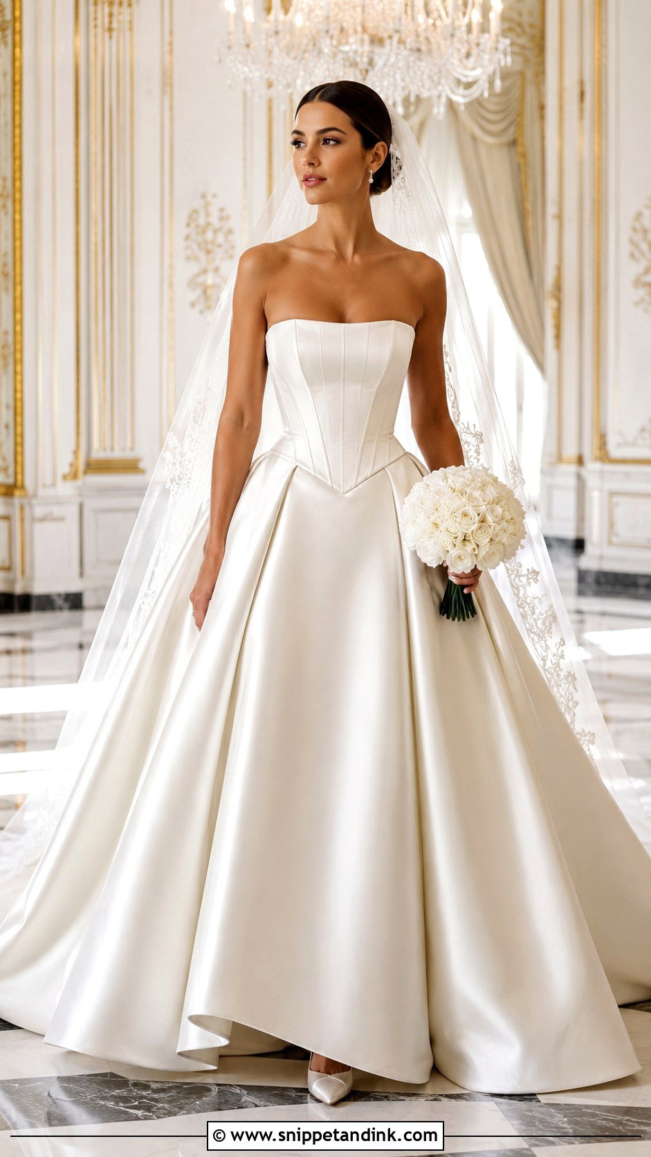 Satin Basque Waist Corset Ball Gown - Snippet and Ink - 20 Long Corset Wedding Dress Ideas