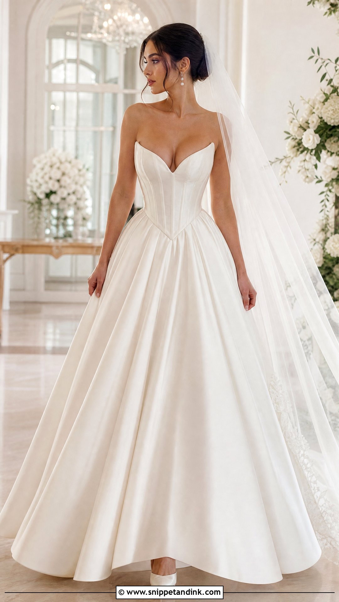 Satin Basque Waist Princess Ball Gown - Snippet and Ink - 20 Wedding Ball Gown Princess Ideas