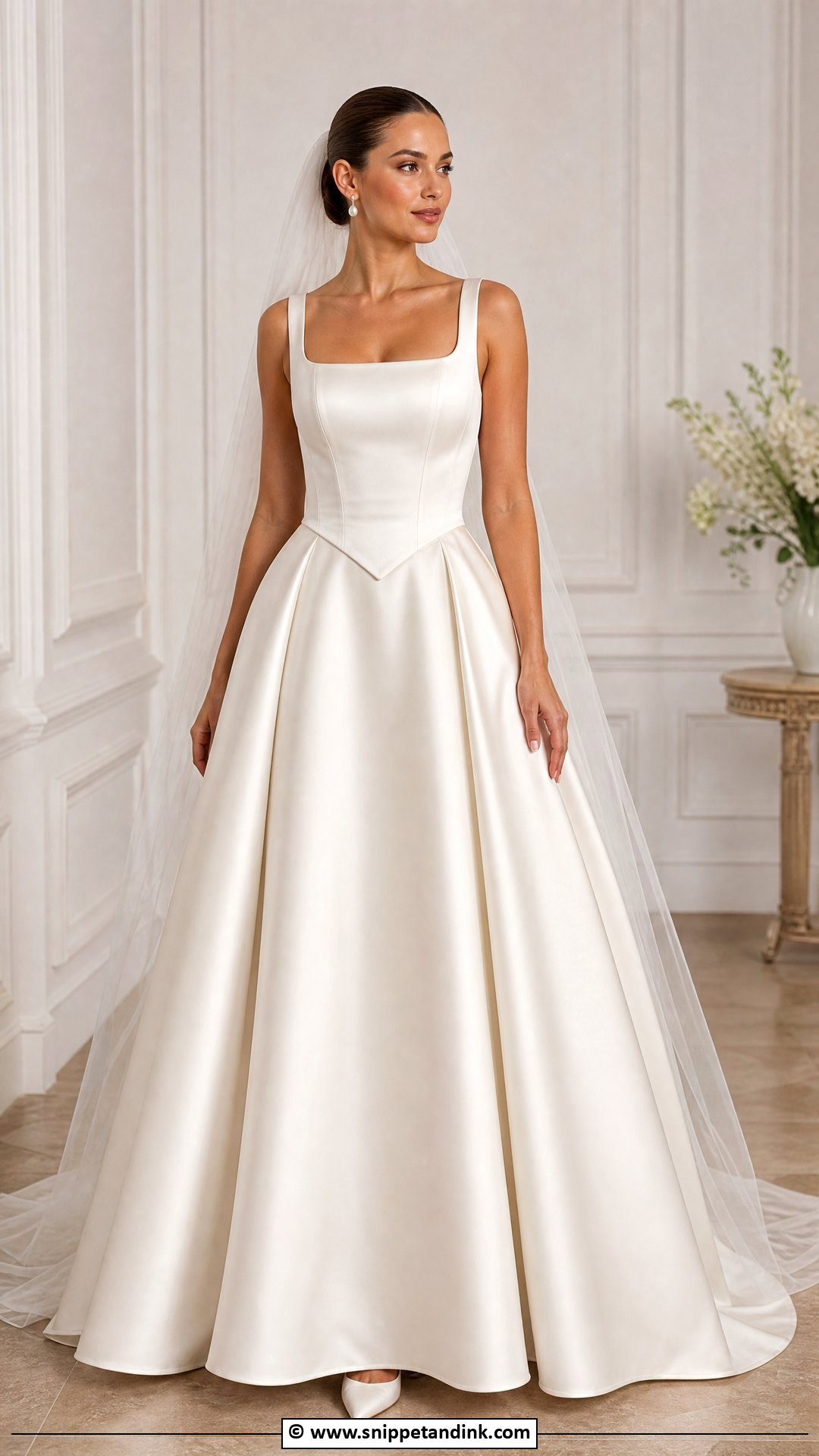 Satin Basque Waist Wedding Dress - Snippet and Ink - 35 Basque Waist Wedding Dress Ideas