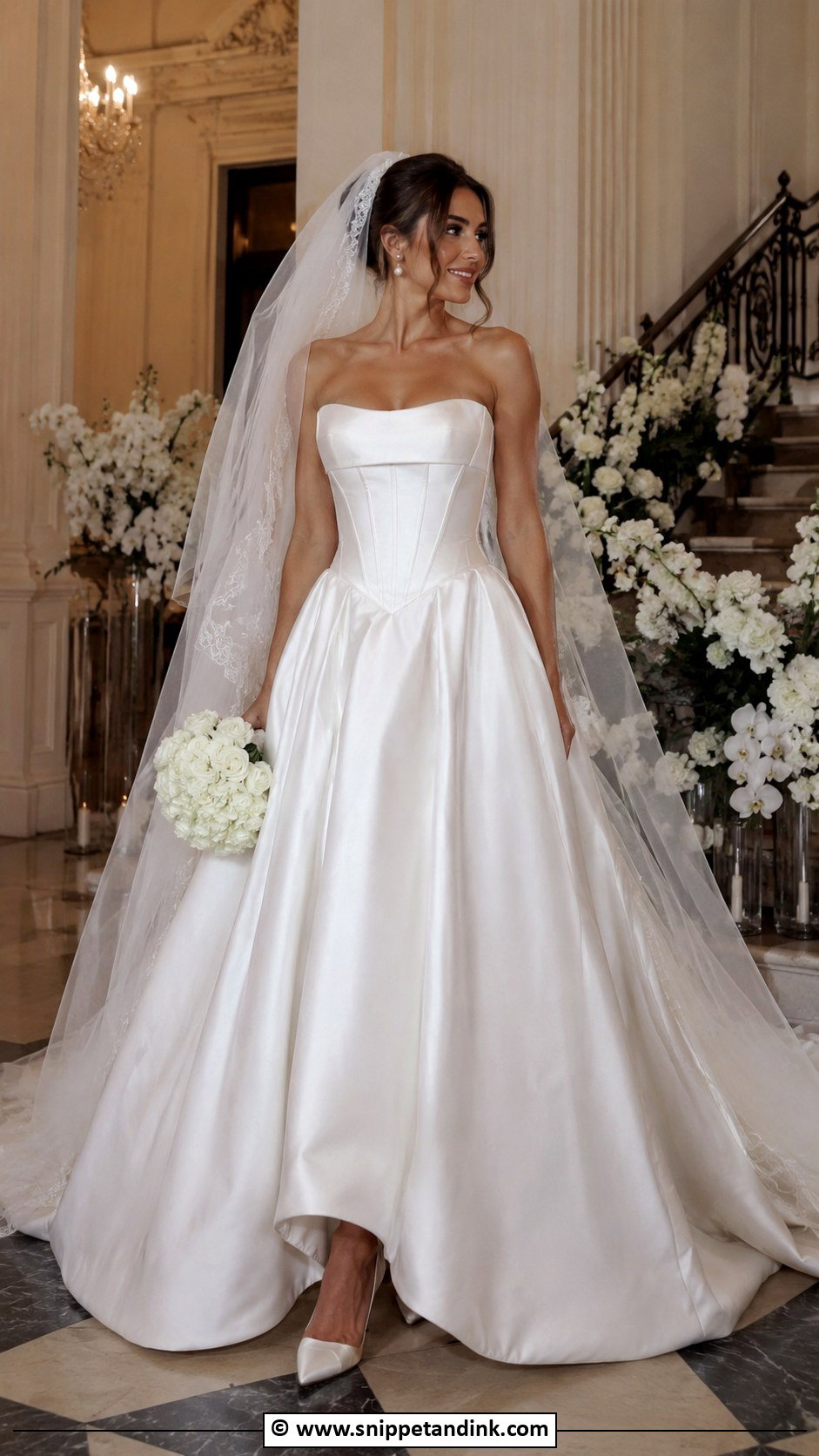 Satin Basque Waist Wedding Dress - Snippet and Ink - 35 Satin Wedding Dress Ideas