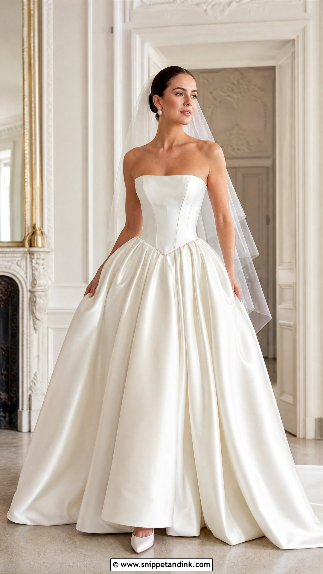 Satin Basque Waist Wedding Dress - Snippet and Ink - 25 Bridal Satin Dress Style Ideas