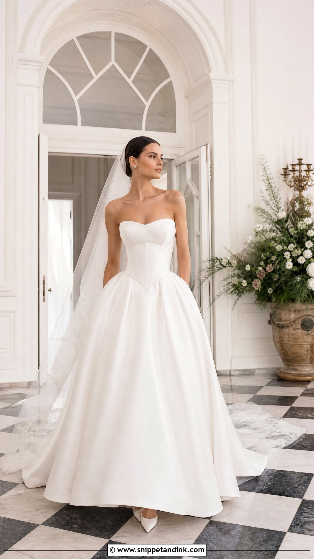 Satin Basque Waist Wedding Dress - Snippet and Ink - 25 Dreamy Romantic Elegant Wedding Dress Ideas