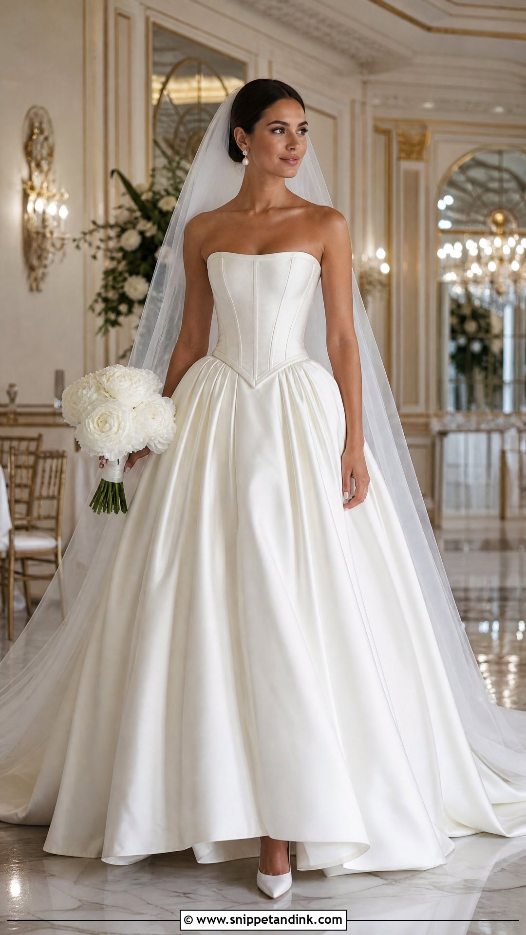 Satin Basque Waist Wedding Dress - Snippet and Ink - 25 Luxurious Wedding Dress Ideas