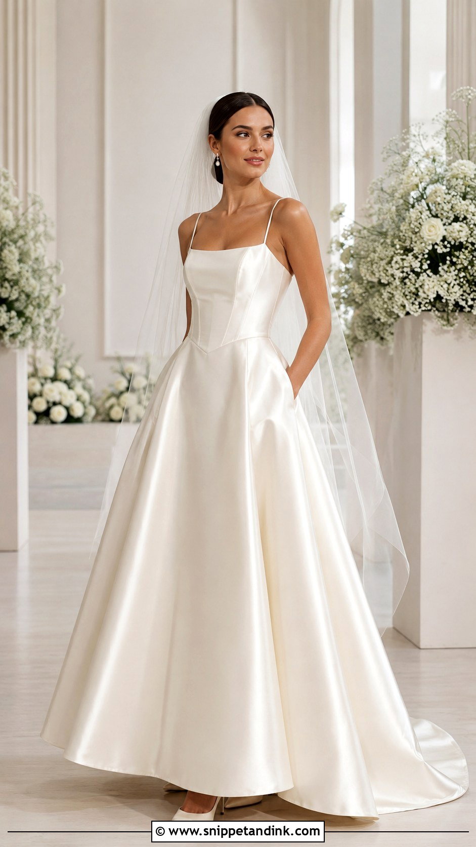 Satin Basque Waist Wedding Dress With Spaghetti Straps - Snippet and Ink - 20 Basque Waist Wedding Dress with Straps Ideas