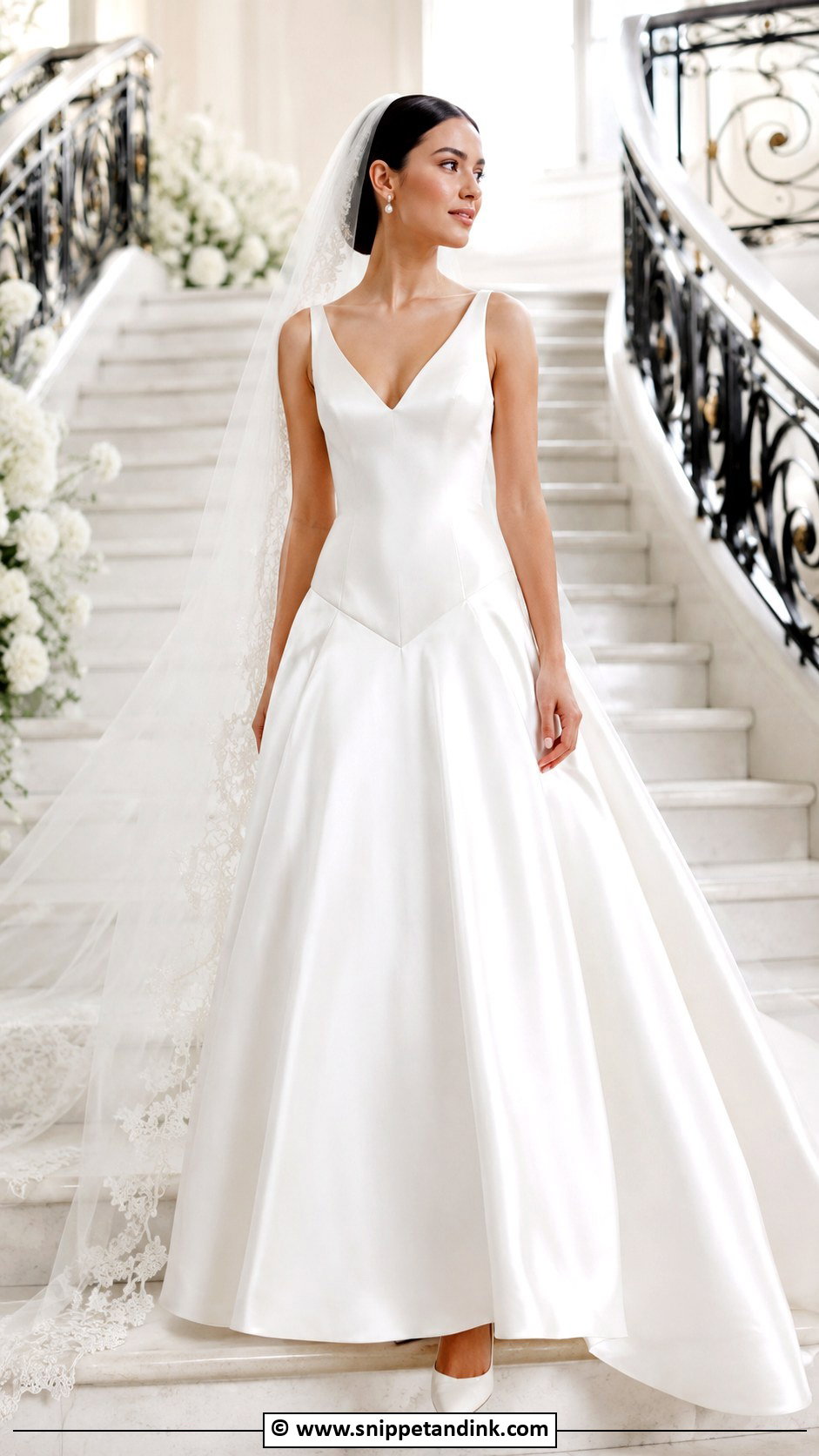 Satin Basque Waist Wedding Dress - Snippet and Ink - 25 Elegant Satin Wedding Dress Ideas