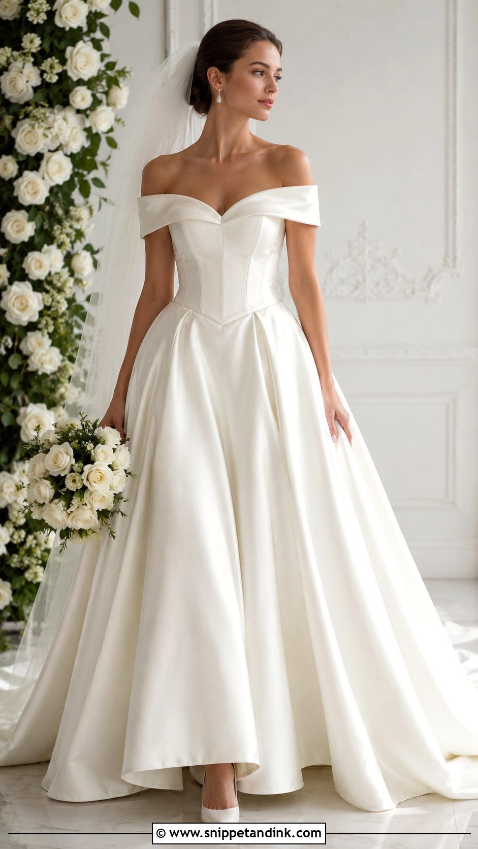 Satin Basque Waist Wedding Gown - Snippet and Ink - 30 Satin Wedding Gown Ideas