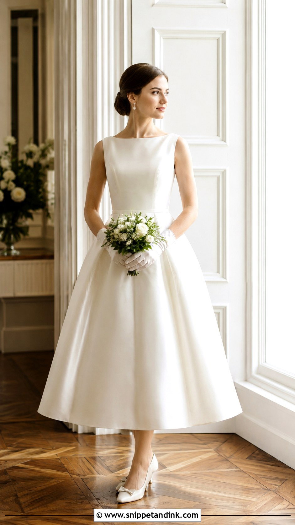 Satin Bateau Neck 50s Wedding Dress - Snippet and Ink - 20 50s Inspired Wedding Dress Ideas