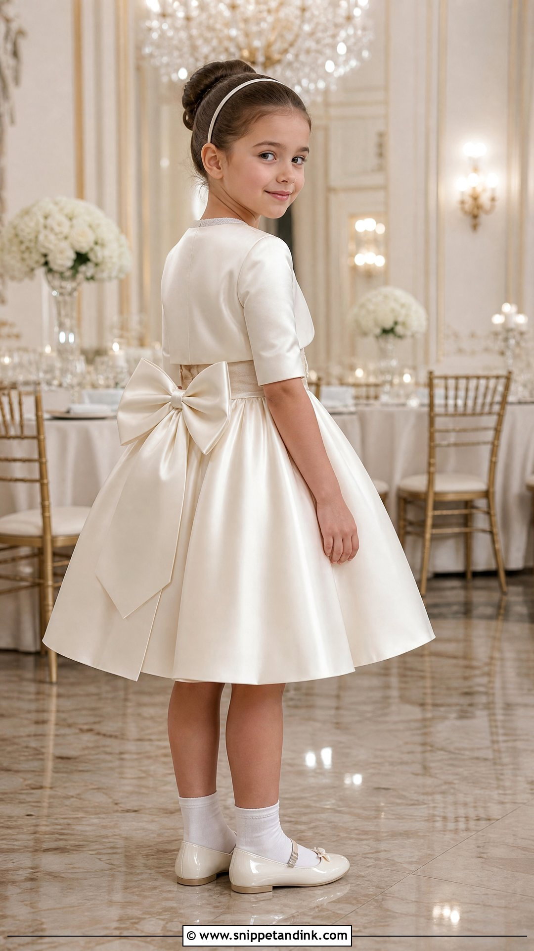 Satin Bow Flower Girl Wedding Dress - Snippet and Ink - 20 Wedding Dress for Kids Girl Ideas