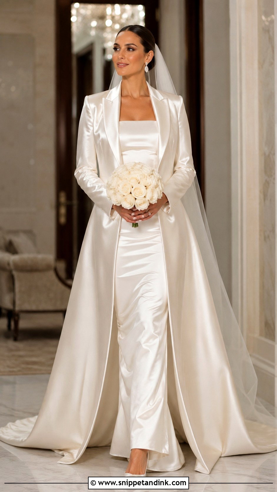 Satin Bridal Coat - Snippet and Ink - 25 Bridal Coat Ideas