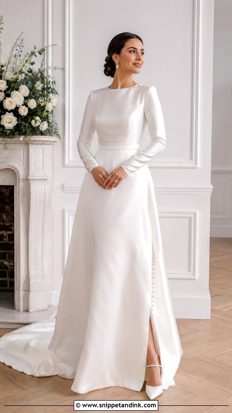 Satin Bridal Gown With Long Sleeves - Snippet and Ink - 25 Bridal Gowns with Sleeves
