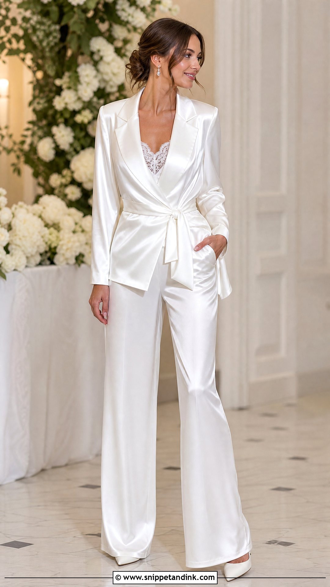 Satin Bridal Pantsuit - Snippet and Ink - 25 Bridal Pantsuit Brides Ideas