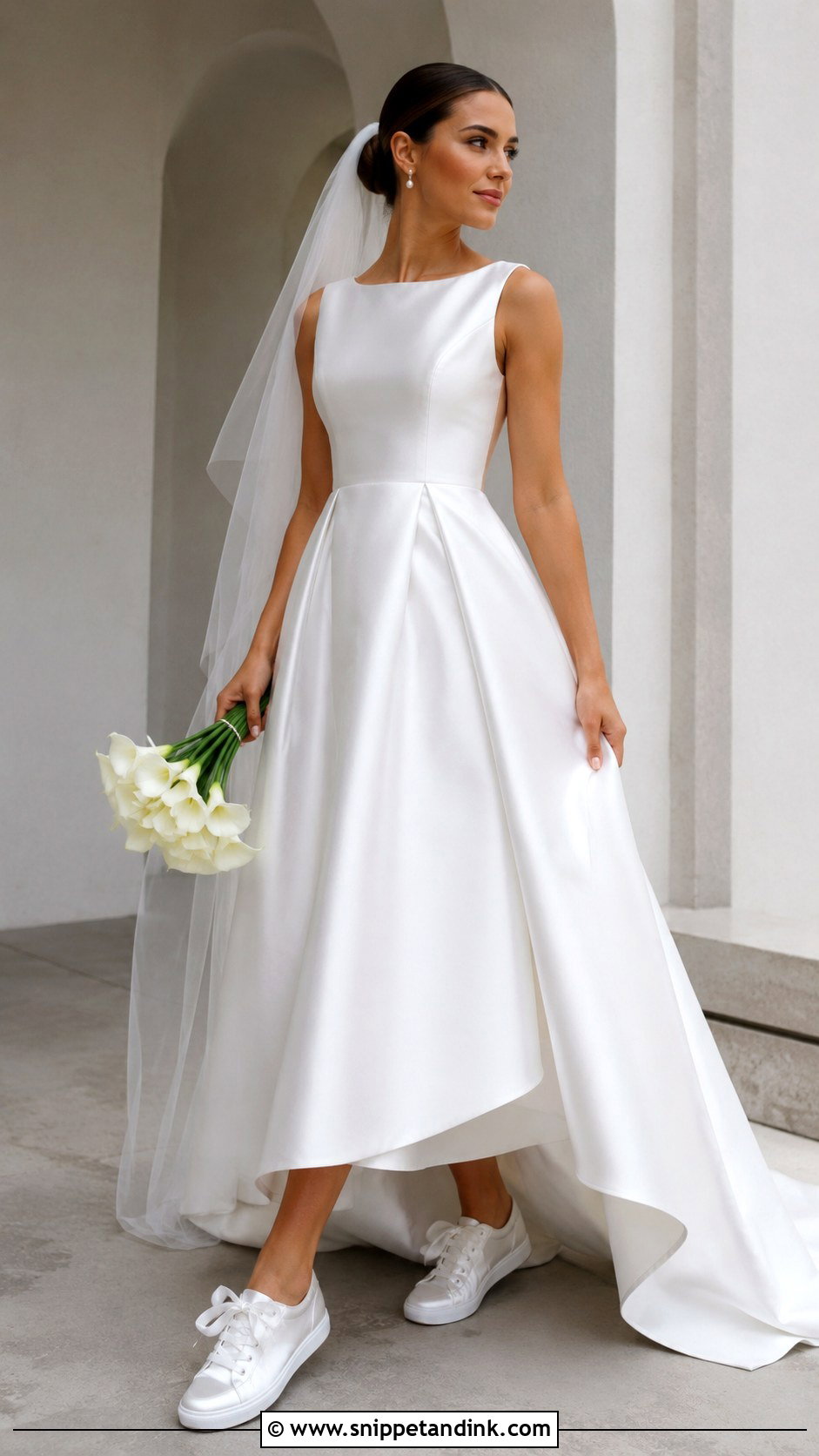 Satin Bride Sneakers With Modern Gown - Snippet and Ink - 25 Bride Sneakers Ideas