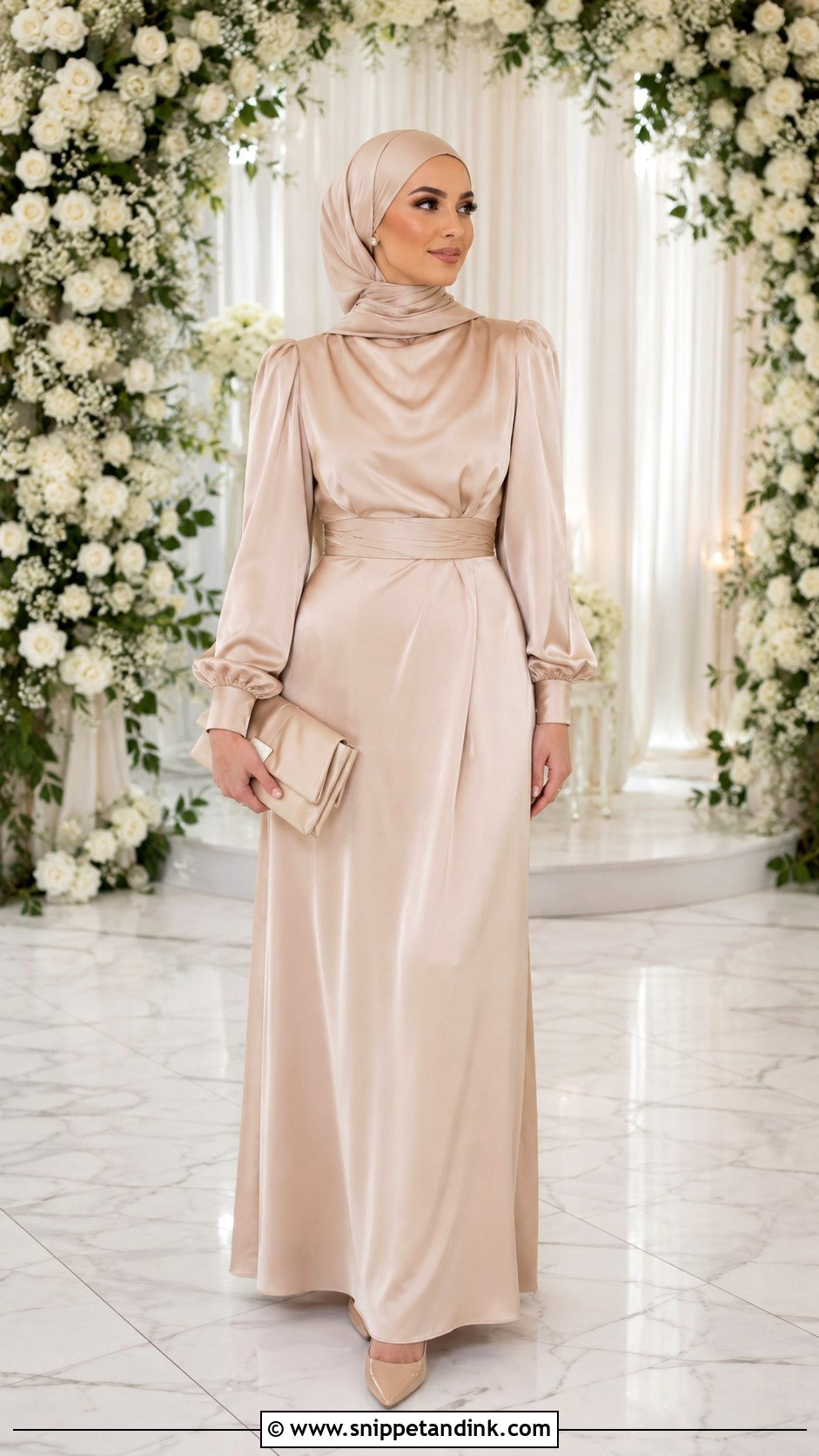 Satin Bridesmaid Hijab Dress - Snippet and Ink - 25 Braidsmaid Hijab Style Ideas