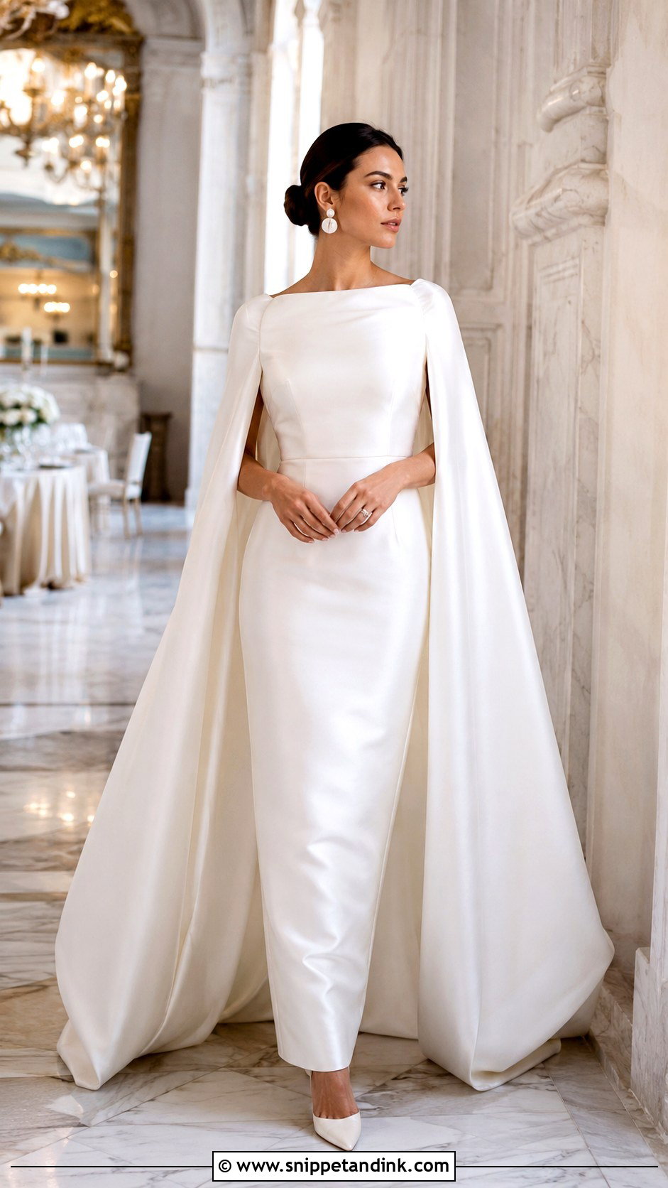 Satin Cape Wedding Dress - Snippet and Ink - 30 Wedding Dress with Cape Ideas
