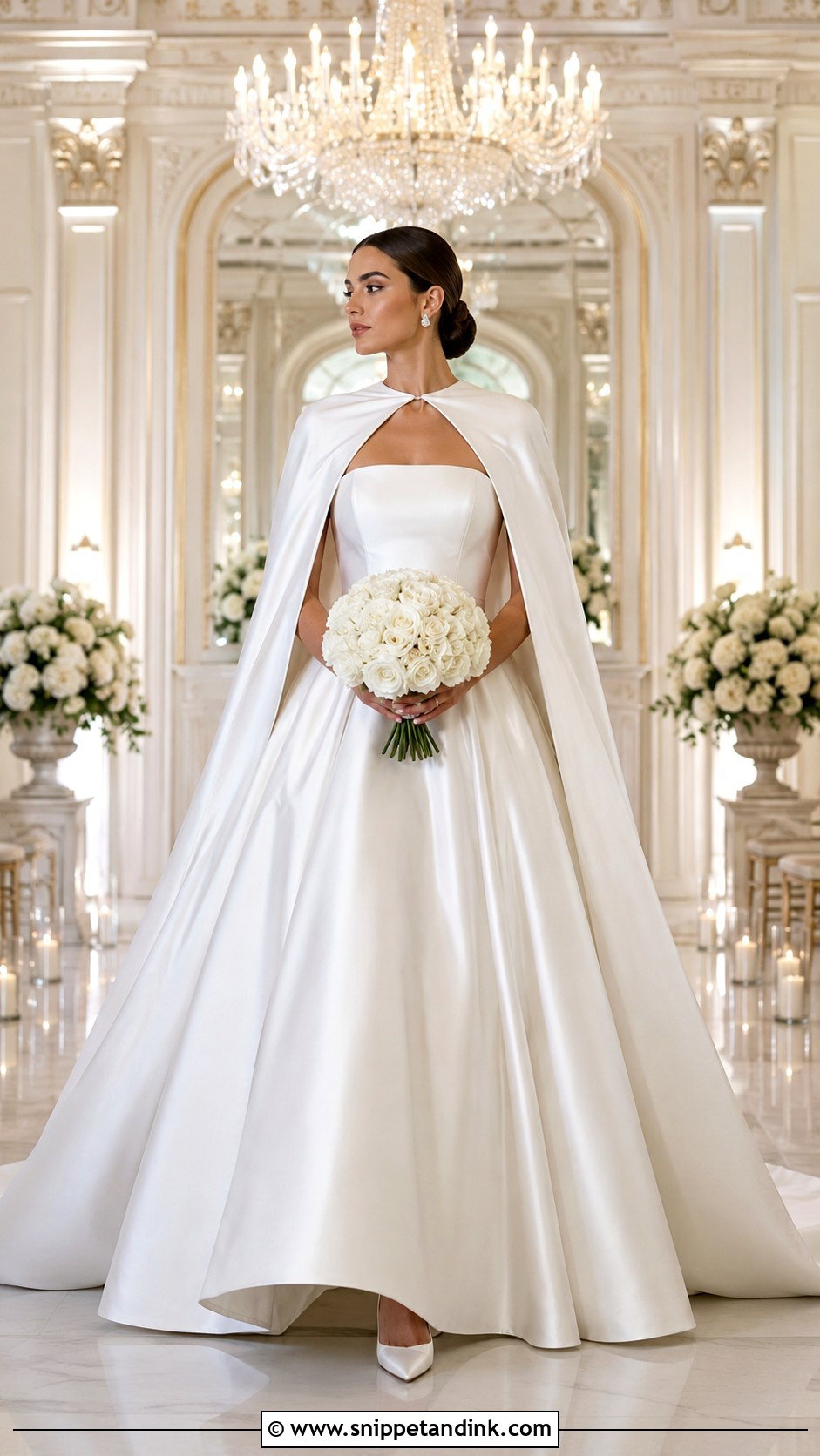 Satin Cape Wedding Dress - Snippet and Ink - 30 Cape Wedding Dress Ideas