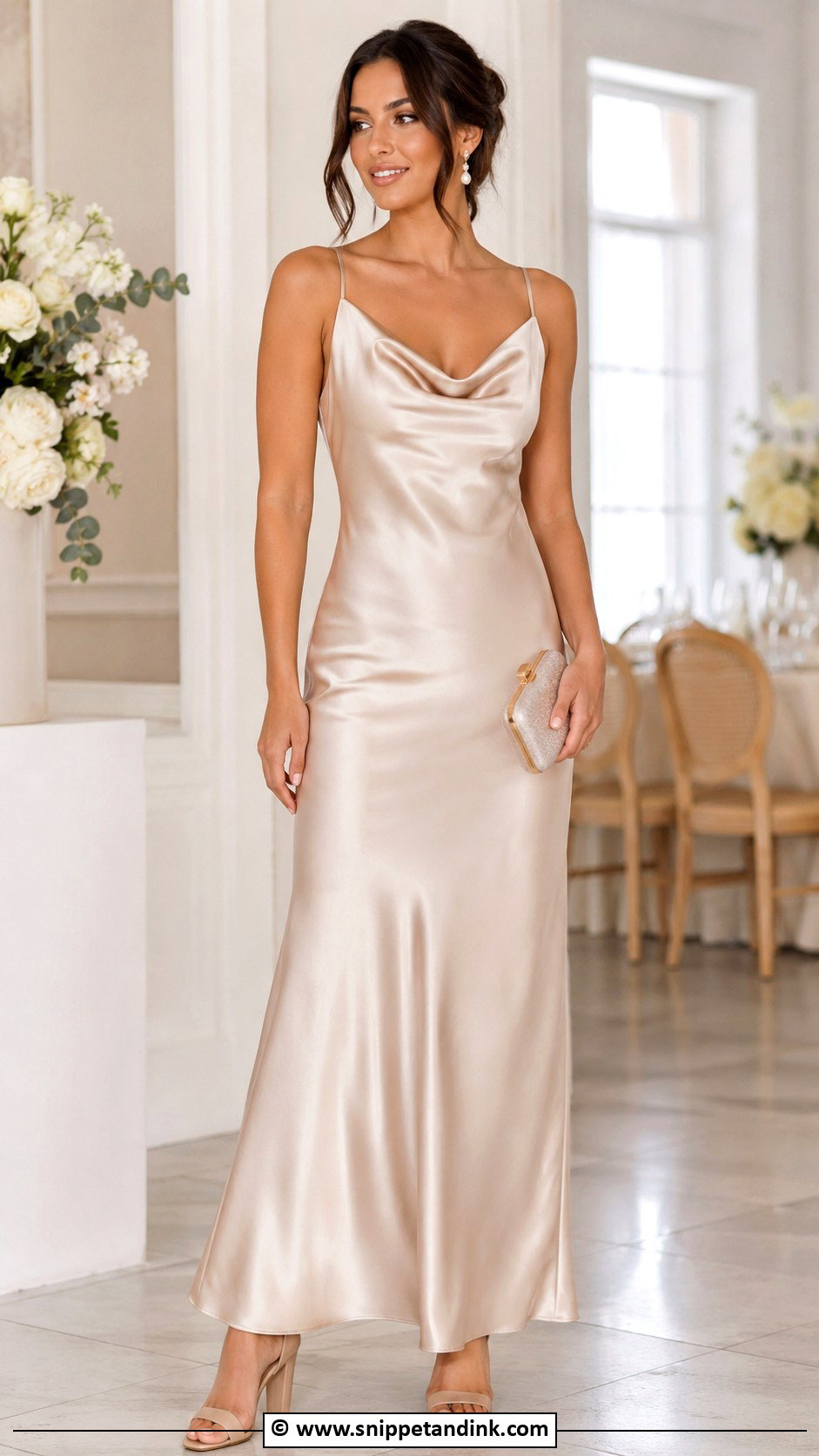 Satin Champagne Bridal Party Dress - Snippet and Ink - 30 Bridal Party Dresses