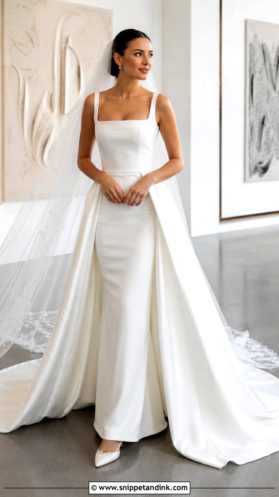Satin Column Detachable Skirt Wedding Dress - Snippet and Ink - 20 Detachable Skirt Wedding Dresses