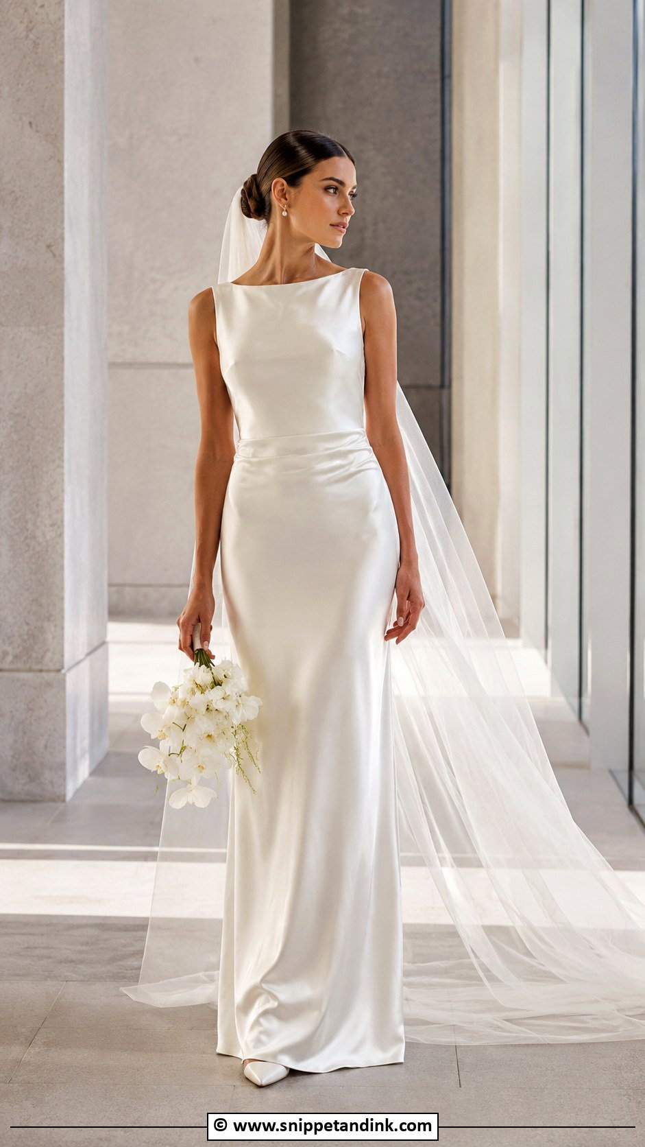 Satin Column Wedding Gown - Snippet and Ink - 25 Minimalist Wedding Gown Ideas