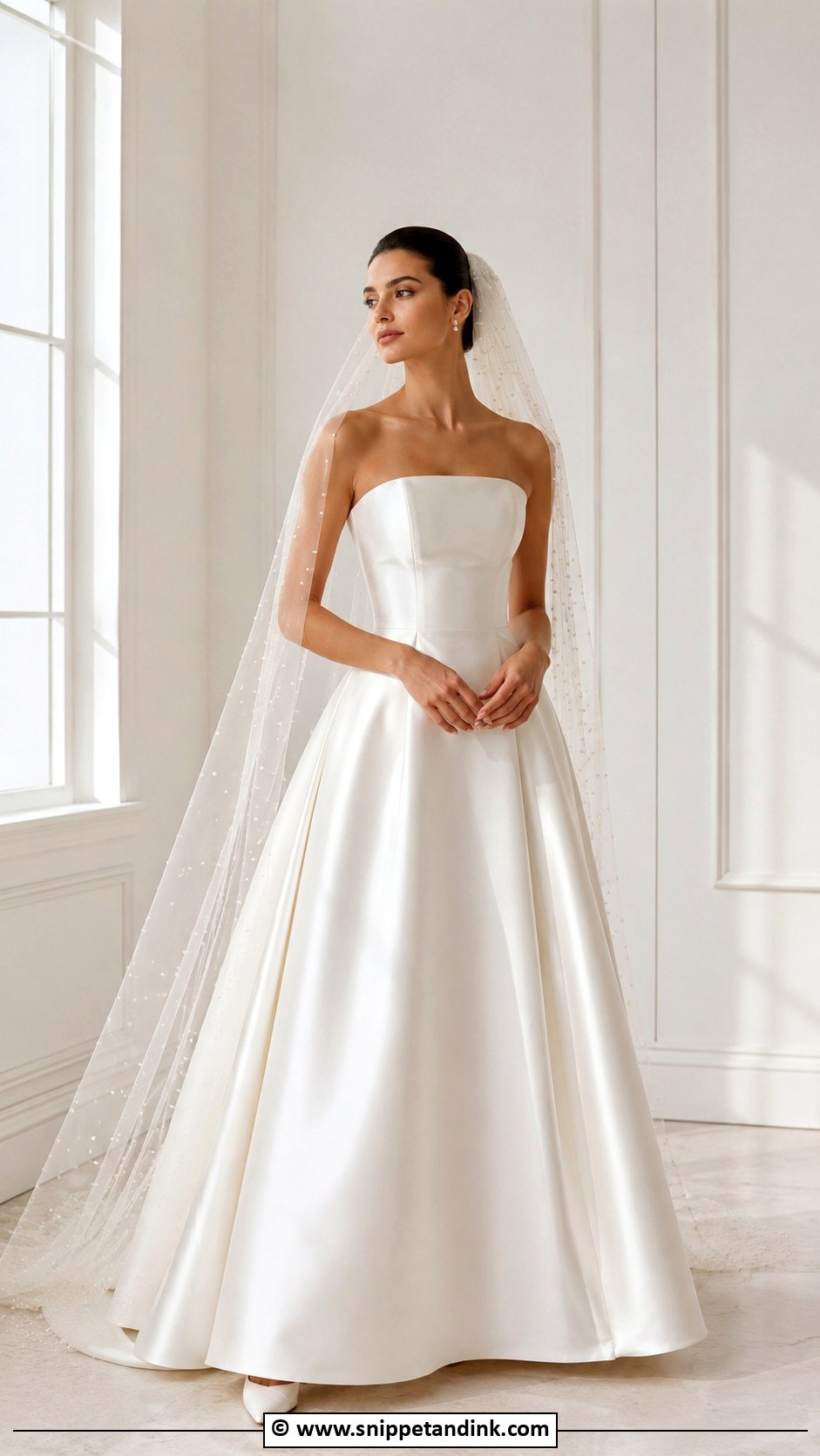 Satin Corset A Line Wedding Dress - Snippet and Ink - 30 Corset Wedding Dresses