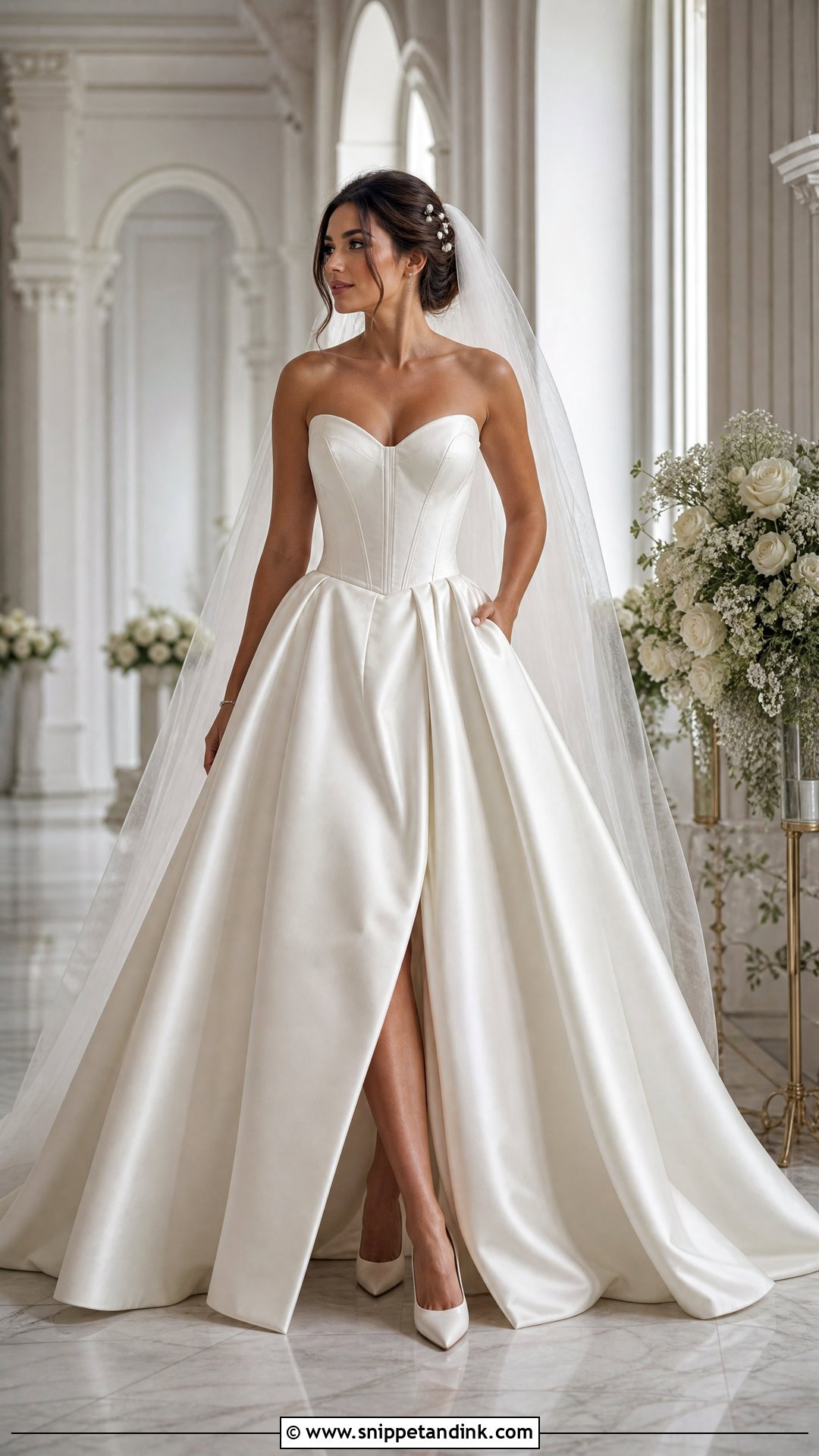 Satin Corset And Full Bridal Skirt - Snippet and Ink - 20 Two Piece Bridal Outfit Ideas