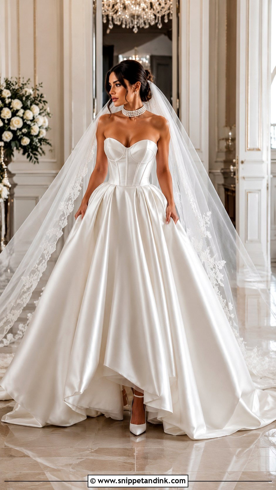 Satin Corset Ball Gown Wedding Dress - Snippet and Ink - 25 Vintage Corset Wedding Dress Ideas