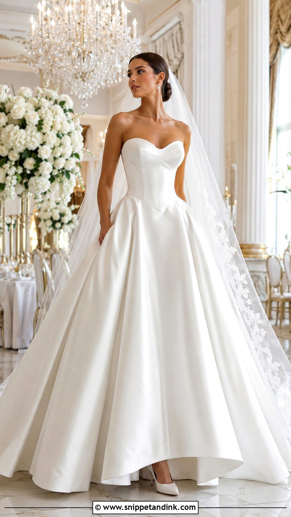 Satin Corset Basque Waist Wedding Dress - Snippet and Ink - 20 Corset Basque Waist Wedding Dress Ideas