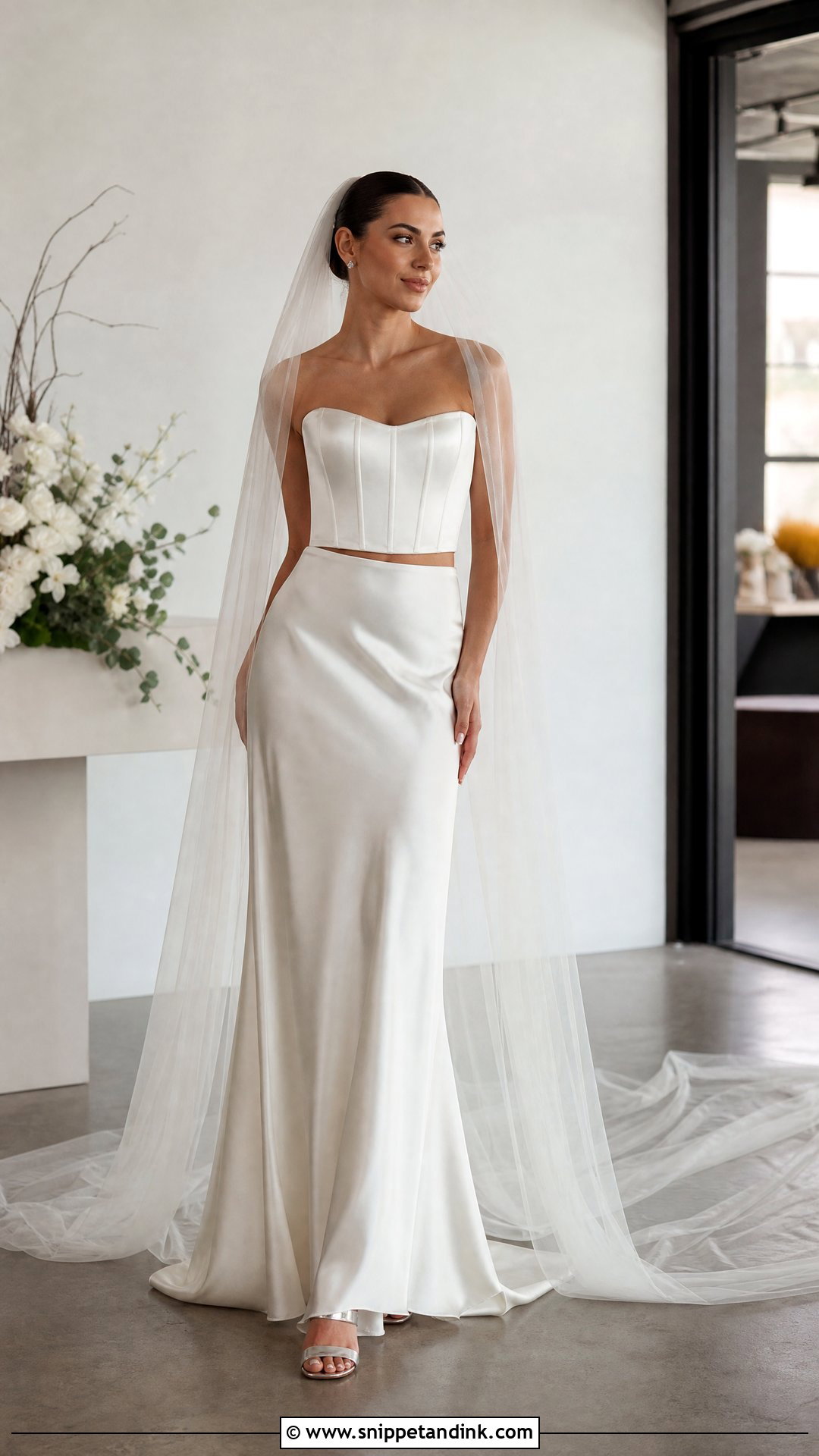 Satin Corset Top And Bias Cut Skirt Two Piece Wedding Dress - Snippet and Ink - 20 Wedding Two Piece Dress Ideas