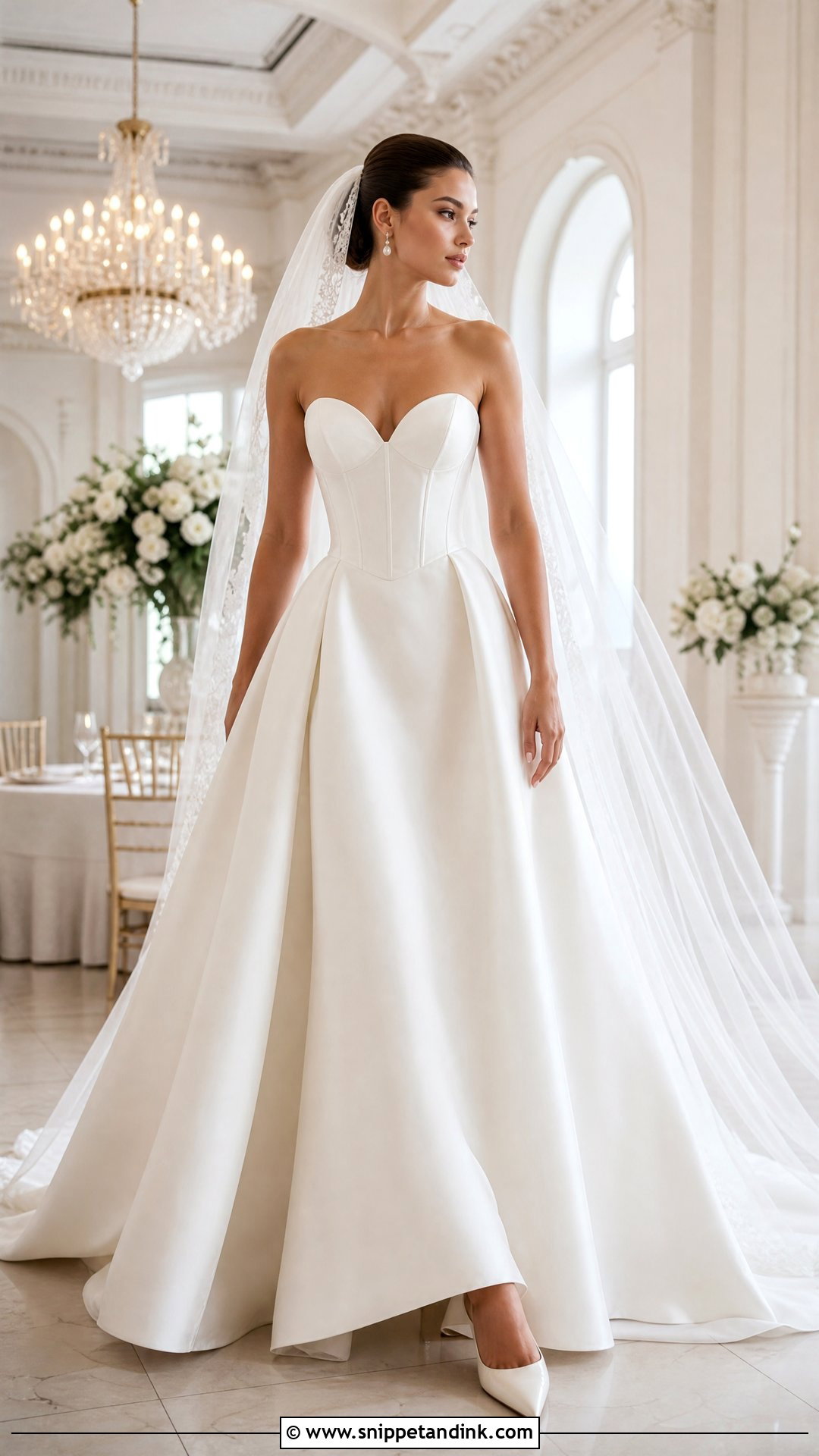 Satin Corset Wedding Dress With A Line Skirt - Snippet and Ink - 25 Wedding Dress with Corset Ideas